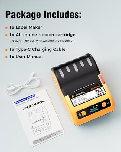 DETONGER DT5150P Industrial Colorfast Label Maker, Thermal Transfer Label Printer with 1.65" W Print Head, Heavy-Duty for Outdoor Direct Sunlight Job Sites, Mobile APP & PC Editor Compatible 9