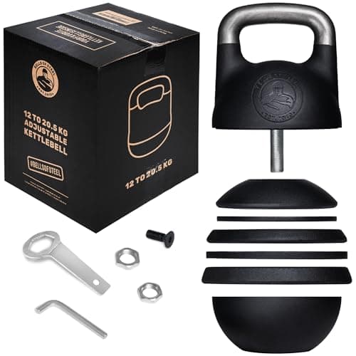 Adjustable Kettlebell Set [Bells of Steel] Kettle Bell Weight Set, Steel Shell, Internally-Loaded for Full Body Workouts, Competition Standard 35mm Handle