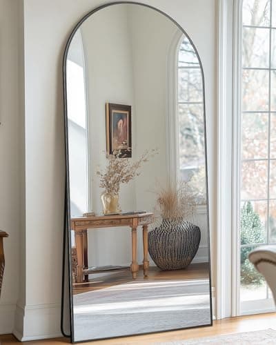 Antok Full Length Mirror, 71"x28" Arched Floor Mirror, Mirror Full Length with Stand, Wall Mounted Mirrors for Living Room Bedroom,Black 6
