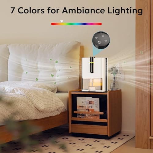 Small Dehumidifier with Drain Hose, 1000 Sq.Ft Portable Dehumidifiers for Bedroom, Bathroom, RV, Closet, Home Basement Mini Quiet Dehumidifier Auto Shut Off 7 Colors LED Light, White 7