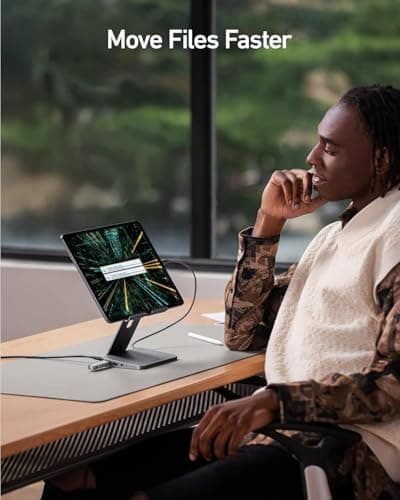 Anker USB C Hub for iPad, 551 USBC Hub (8-in-1), with Foldable Tablet Stand, 4K HDMI, 2 USB-A Data Ports, for iPad Pro 5th Gen/Air 5th Gen/Mini 6th and Later (Silver) 6