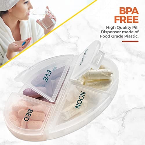 MEDca Weekly Pill Organizer, 1 Dispenser, 7 Stackable Compartments Four Times-a-Day - Morning, Noon, Evening, and Bedtime, Grey 8