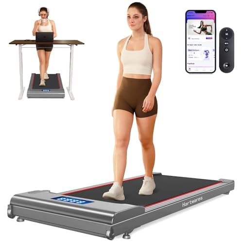 Hartwares Walking Pad Under Desk Treadmill, 2.5HP Brushless Motorized Electric Walking Treadmill for Home, 2 in 1 Small Running Jogging Machine for Home Office, 265 Lbs Capacity Dark Gray