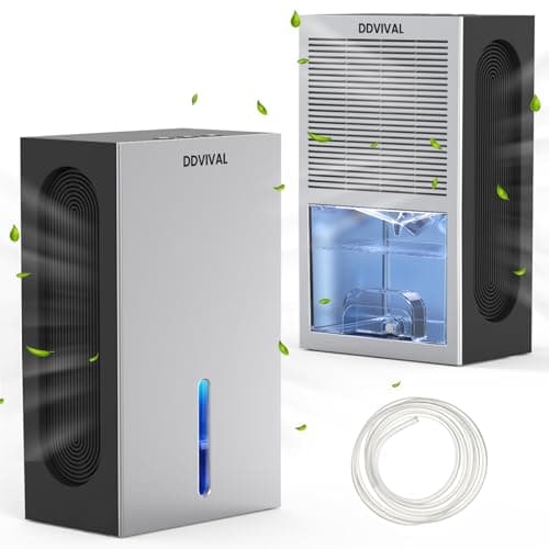 96oz Dehumidifier, DDVIVAL 1000 Sq.ft Dehumidifiers for Home, Dehumidifier with 4 Condensers and 2 Working Modes, 7 Color LED Light Small Dehumidifiers for Bedroom Room Bathroom Closet Basement RV