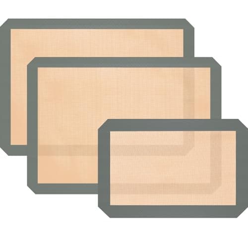 Silicone Baking Mat, 3 Pack Reusable Baking Sheet, Non-Stick ＆ Food Safe Silicone Mats for Baking for Making Cookies Macaroons Bread, Baking Supplies ＆ Accessories