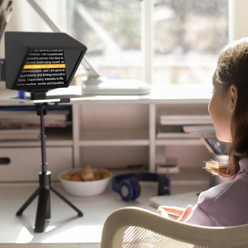 GEIMRSY 9.3-Inch Aluminum Teleprompter with 70/30 Beam Splitter Glass, Works with iOS & Android Prompting Apps, Designed for Smartphone and Camera Recording 6