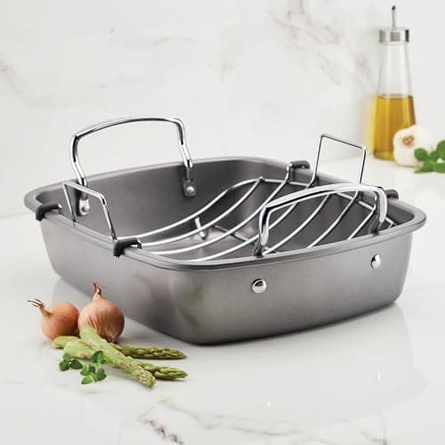 Circulon Nonstick Roasting Pan / Roaster with Rack - 17 Inch x 13 Inch, Gray 11