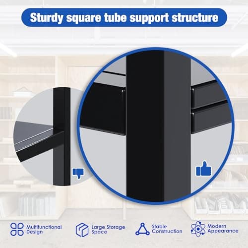 NICOMOW Workbench with Drawers,Heavy-Duty Steel Garage Workbench with Pegboard Shelves,Tool Bench with Wheels for Garage, Home, Workshop, Auto Shop, Basement,Black 5