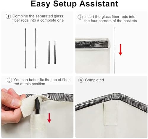 ZERO JET LAG Slim Laundry Hamper With Handles Collapsible Laundry Basket Thin Dirty Clothes Basket Narrow Laundry Bag Foldable Dirty Clothes Hamper 45L (23 inches,Beige) 6