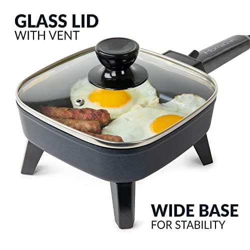 HomeCraft 7-Inch Electric Non-Stick Skillet, Adjustable Temperature Control, Cool-Touch Handle with Tempered Glass Lid, Perfect For Healthy Keto & Low-Carb Diets, Rice Bowls, & Eggs 6