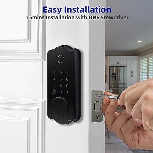 LETTON Smart Door Lock, Biometric Keyless Entry, Fingerprint Lock with Code, Digital Deadbolt for Home Front Door, Black 9