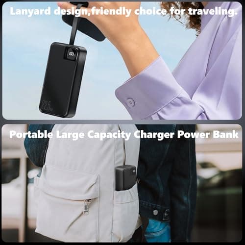 SRNPMIU Portable Charger Power Bank 50000mAh 22.5W Fast Charging Battery Pack with 3 Outputs & USB C Input for Samsung Galaxy S24/S23 Digital Display Power Bank for iPhone 16/15/14 iPad Android Black 6