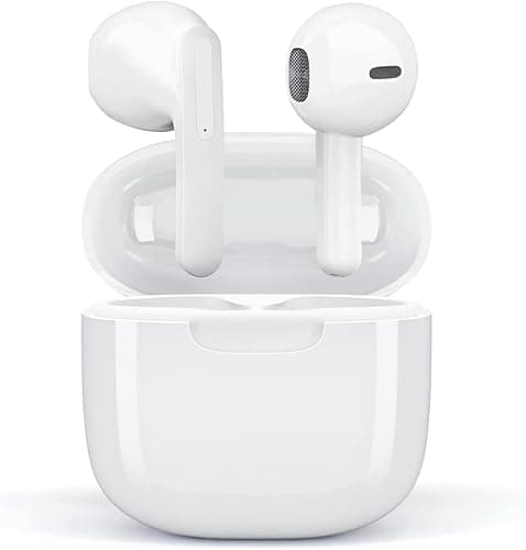 OVILO Wireless Earbuds Bluetooth V5.3 Headphones 50H Playback Deep Bass Stereo Ear Buds with Charging Case IPX7 Waterproof Earphones with Mic Headset for Laptop Pad Android/iOS Phone