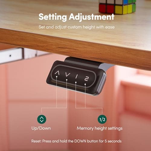 FEZIBO Standing Desk with Keyboard Tray, 55 x 24 Inch Adjustable Height Sit Stand Desk with Memory Presets for Home Office, Ergonomic Computer Workstation, Light Rustic 7