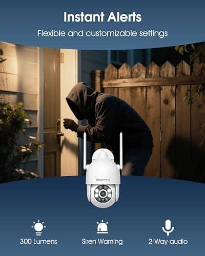 ARCCTV 2K Security Cameras Outdoor, 360°Pan-Tilt View 2.4G/5G WiFi Security Camera with Motion Tracking, Spotlight & Siren, 2-Way Audio, Full Color Night Vision, Waterproof (2 Pack) 7