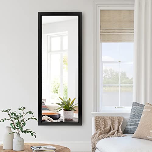 NeuType Wall-Mounted Mirror 43"x16" Rectangular Mirror Hanging or Leaning Against Wall Best for Bedroom Living Room Dressing Mirror Polystyrene Frame,Origin Black(No Stand)