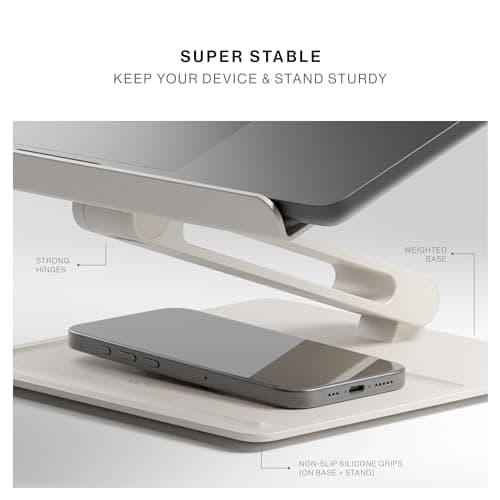 Native Union Desk Laptop Stand – Height Adjustable Ergonomic Computer Stand – Compatible with MacBook Air/Pro, iPad, Dell, HP, Lenovo, Microsoft Surface & Laptops & Tablets Up to 5kg (Sand Stone) 5