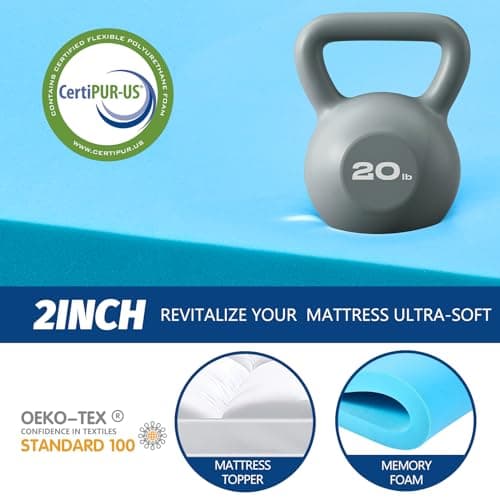 MEUDYT Memory Foam Mattress Topper Queen Size - 3 Inch Dual Layer Mattress Pad - 2 Inch Cooling Gel Memory Foam Plus 1 Inch Pillow Top Cover - Ultra Soft Support for Back Pain 5