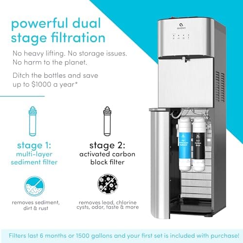 Avalon Self Cleaning Bottleless Water Cooler Water Dispenser - 3 Temperature Settings - Hot, Cold & Room Water, Durable Stainless Steel Cabinet, NSF Certified Filter- UL Listed 5