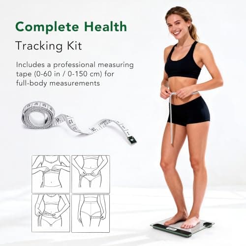 ZOETOUCH Scale for Body Weight, Accurate Bathroom Scales, Digital Weighing Machine for People, 400lb Capacity, LCD Display, Step-On Technology, Tempered Glass, Measuring Tape Included 6