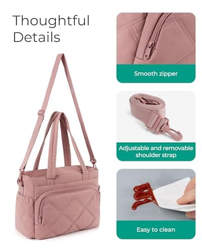 BAGSMART Lunch Bag Women Large Lunch Box Insulated Tote Bag with Multi-Pockets Quilted Puffy Tote for Work, Outdoors 6