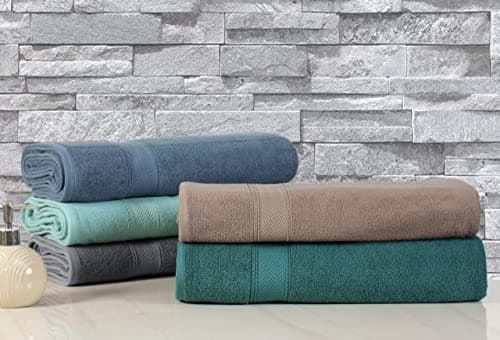 HILLFAIR 600 GSM- 40 x 80 Inches- 100% Cotton 2 Pc XXL Oversized Bath Towel Set- Soft Highly Absorbent Jumbo Bath Sheets Towels Sets- Quick Dry Oversized Bath Towel Sets for Hotel Spa Pool- Stone 6