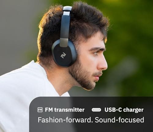 PODERIX Over-Ear Wireless Bluetooth Headphones, Lightweight 0.45 lb, Passive Noise Reduction, 25H Playtime, 120H Standby, Built-in Mic & FM Radio, Comfortable Design, USB-C Charging, Bluetooth 5.4 8