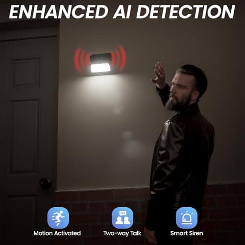 Cinnado Outdoor Camera Wireless-2.4G 2K Solar Wall Light Cameras for Home Security with AI Motion Detection, Waterproof,Motion Activated Light, Siren Cloud/SD Storage, Compatible with Alexa,S2 5