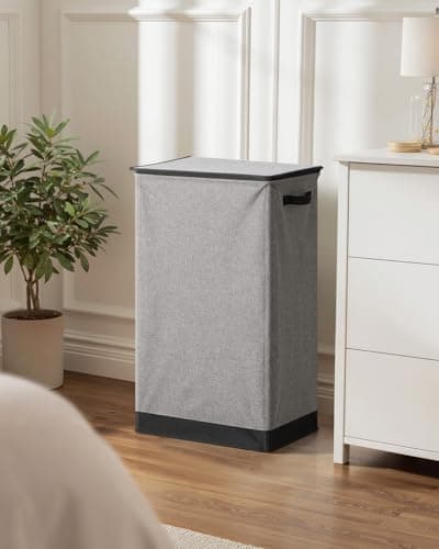 SOLEDI Laundry Hamper with Lid 100L Large & Tall Collapsible Laundry Basket, Clothes Hamper with Bag Removable Easy to Carry, Dirty Hampers for Bedroom, Bathroom, Dorm, College, Grey 7