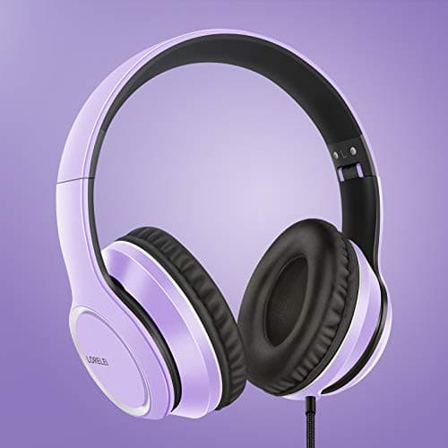 LORELEI X8 Over-Ear Wired Headphones with Microphone with 1.45m-Tangle-Free Nylon Line&3.5mm Plug,Lightweight Foldable & Portable Headphones for Smartphone,Tablet,Computer,Mp3/4(Dark Purple) 6