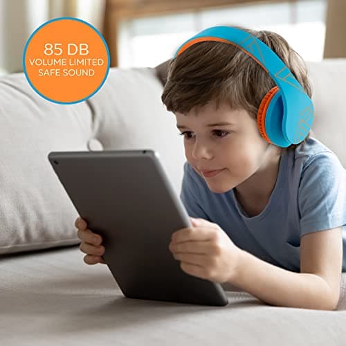 PowerLocus Kids Headphones Over-Ear, Bluetooth Wireless Headphones for Kids,with Microphone, Safe 85DB Volume Limited, Foldable with Carry Case, Audio Cable, Micro SD mode for Online Classes,PC,Phones 6