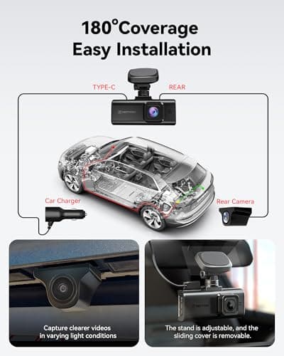 REDTIGER 4K HDR Dash Cam Front and Rear, STARVIS 2 Sensor, 5.8GHz WiFi APP, 3.18" Touchscreen, Voice Control, 128G Card Included, WDR, Dash Camera for Cars with GPS, 24H Parking Mode(F7N Elite) 7