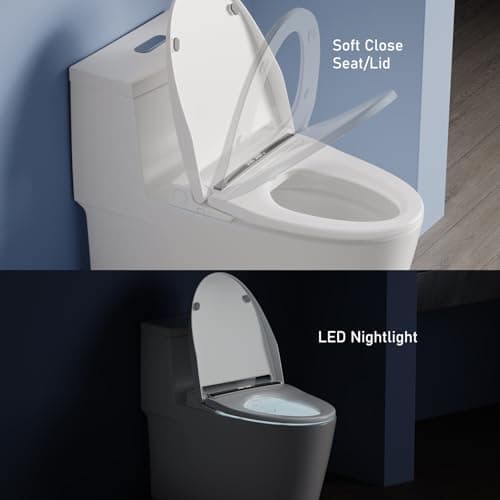 Slim Bidet Toilet Seat, Ultra-Thin Electric Smart Heated Seat with Adjustable Warm Water Wash (Front/Rear/Mobile), Warm Air Dryer, Self-Clean Nozzle, Night Light, LED Display & Remote Control 8