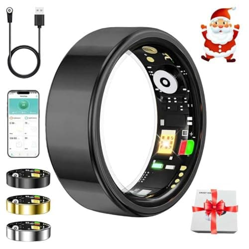 Smart Ring for Women Men,Fitness Tracker Ring with Heart Rate, Sleep Monitoring, Blood Oxygen, Step Counting for iOS and Android, No Subscription Fee, Waterproof, Valentines Day Gifts(Black, 10)