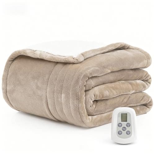 Heated Blanket Electric Blanket Twin 62"x84" Fast Heating Electric Blanket with 10 Heat Levels & 10 Hours Auto-Off Overheat Protection Cozy Soft Flannel Heated Throw Blanket