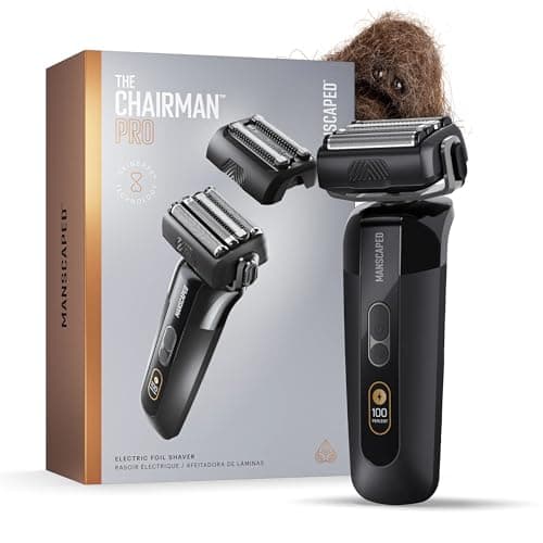 MANSCAPED® The Chairman™ PRO Men’s Electric Foil Face Shaver - Two Interchangeable Blade Heads, SkinSafe® Four-Blade Foil & Stubble Trimmer, USB-C Wireless Compatible Charging, Gentle on Neck