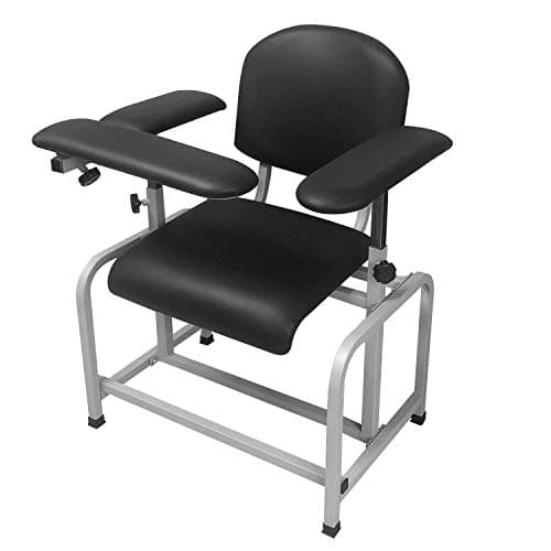 Helsevesen Blood Drawing Phlebotomy Chair, Comfortable Padded Lab Draw Chair with Adjustable Armrest (Black)