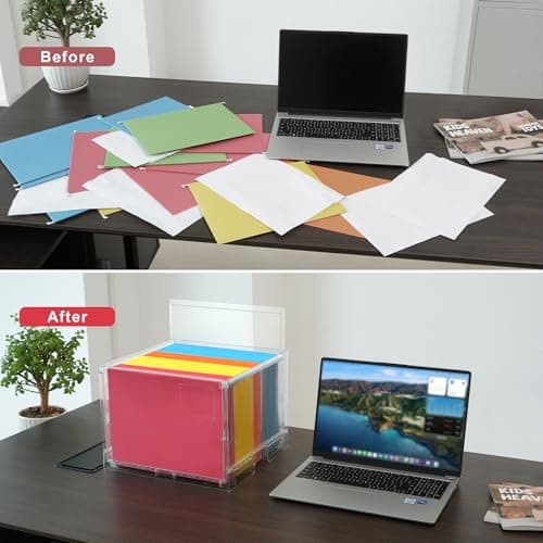 UMAIL File Box,Hanging File Organizer,Portable Storage Bins with Lids,Letter-size File Holder File Cabinet for Office/Home/Decor No Folders(1pack 6