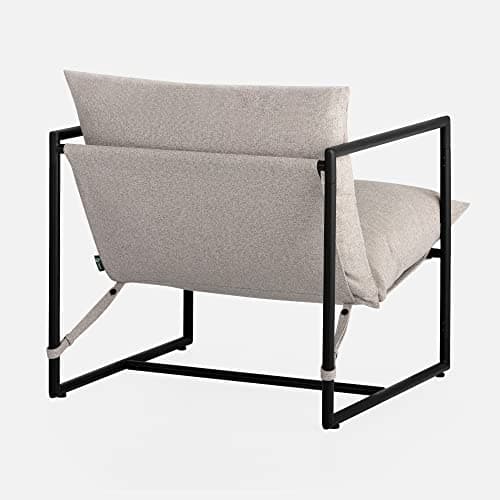 Zinus Aidan Sling Accent Chair, Metal Framed Armchair with Shredded Foam Cushioning, Oatmeal 14