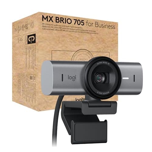 Logitech MX Brio 705 for Business 4K Webcam with Auto Light Correction, Ultra HD, Framing, Show Mode, USB-C, Works with Microsoft Teams, Zoom, Google Meet - Graphite