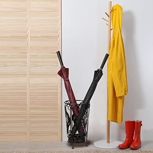 Dualplex Umbrella Holder Umbrella Stand Rack Super Quality Metal Entry Hallway Décor w/Removable Drip Tray for Home Office Holds Umbrellas Canes Walking Sticks Best Gift 16" Tall (Round, Antique) 6