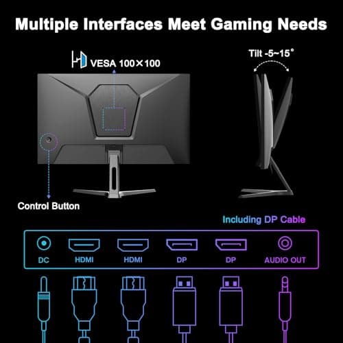 SANSUI 27 Inch WQHD 2560 x 1440 IPS Gaming Monitor, 200Hz 180Hz 1ms Computer Monitor, DP 1.2 x2 | HDMI 2.0 x2 | VESA Mount, 120% sRGB HDR Eye Care Metal Stand (DP Cable Included) 7