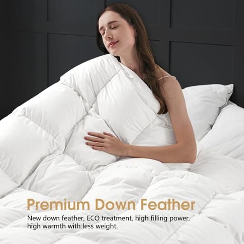 CYMULA Twin Size Feather Down Comforter - All Season White Duvet Insert, Lightweight Box Stitched, Fluffy Breathable, Ultra Soft Quiet Hotel Style with 8 Tabs(68" x 90") 8