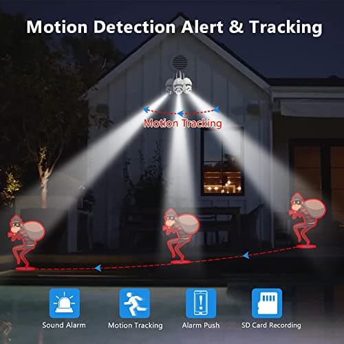 HOSAFE.COM Cameras for Home Security Outdoor WiFi, Plug-in 24/7 Video Surveillance System, Spotlight Color Night Vision, Human Motion Detection, PTZ Auto Tracking, Two Way Talk, Waterproof 5