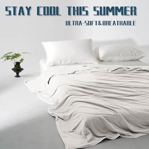 DOWNCOOL Cooling Comforter, Cream White Cooling Blanket King Size, Cooling Duvet for Hot Sleeper, Breathable Summer Quilt, Lightweight Soft Q-Max>0.4 Arc-Chill Cool Comforter,106"X90" 9