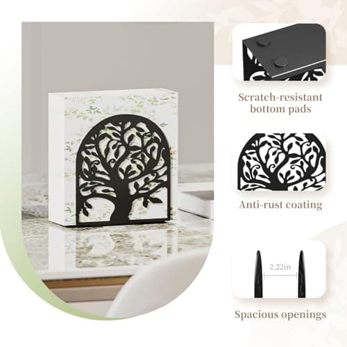 Metal Napkin Holder for Table – Decorative Tree of Life Napkin Holders for Kitchen & Dining Table, Fits Cocktail, Lunch & Guest Paper Napkins, Black Countertop Napkin Holder for Home, Restaurant & Bar 6