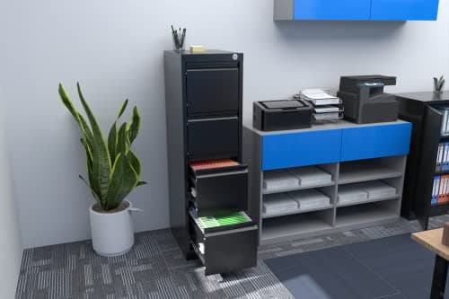 Aobabo 4 Drawer Filing Cabinet, Metal Storage Cabinet for Hanging Files, Steel Filing Cabinet for Home Office, 52.36in, Black 6