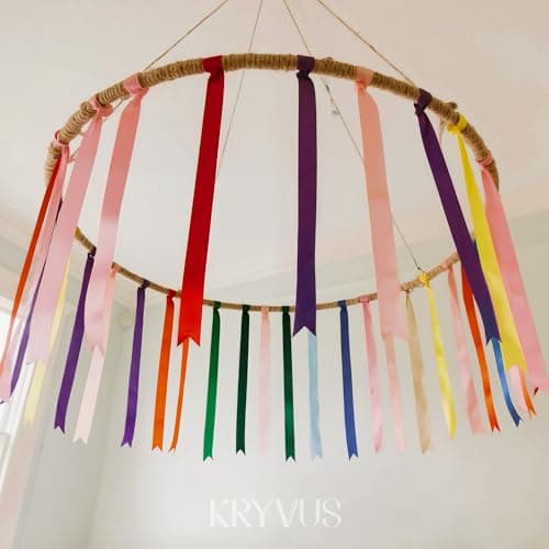 Kryvus Rainbow Satin Ribbon Set, 10 Colors, 3/8 Inch x 6 Yard Each, 60 Yards Total, Double Faced Colorful Ribbon for Crafts, Gift Wrapping, Hair Bows, Wedding and Party Decorations, DIY Projects 5