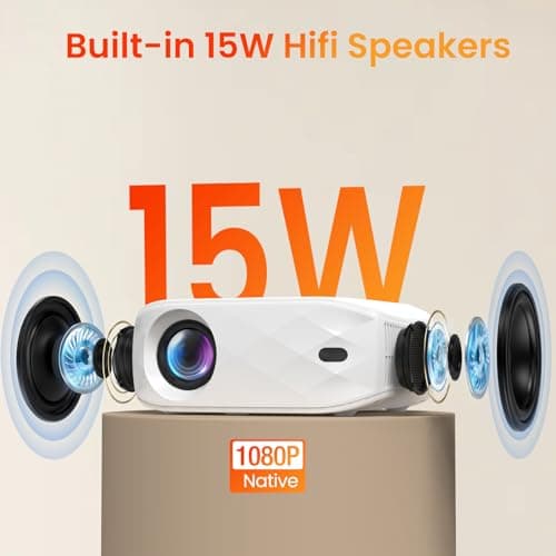 HAPPRUN Projector, Projector with WiFi and Bluetooth, [One Step Mirroring]Projector for Phones, 12000L Native 1080P Portable Projector with Screen, Outdoor Movie Projector for Smartphone/HDMI/TV Stick 5