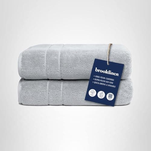 Brooklinen Super-Plush 100% Turkish Cotton Bath Towels - Set of 2-770 GSM, Highly Absorbent, Machine Washable, Perfect Bath Towel Set for Home & Bathroom (30" x 58", Pewter Grey) 7